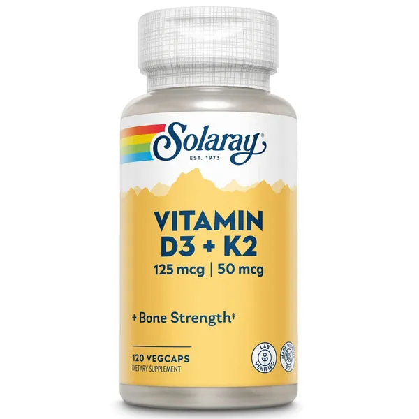 Solaray Vitamina D3 + K2 120 Cápsulas