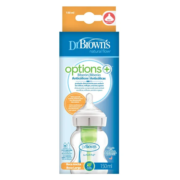 Dr. BROWN'S Biberón OPTIONS+ 150 ML Boca Ancha Natural Flow