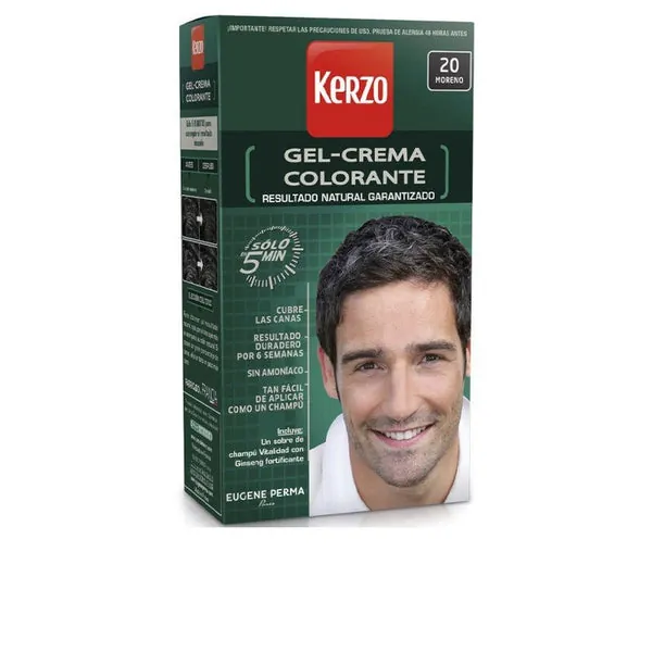 Kerzo Tinte Para Hombre Gel-Crema 20 Moreno 100 Gr