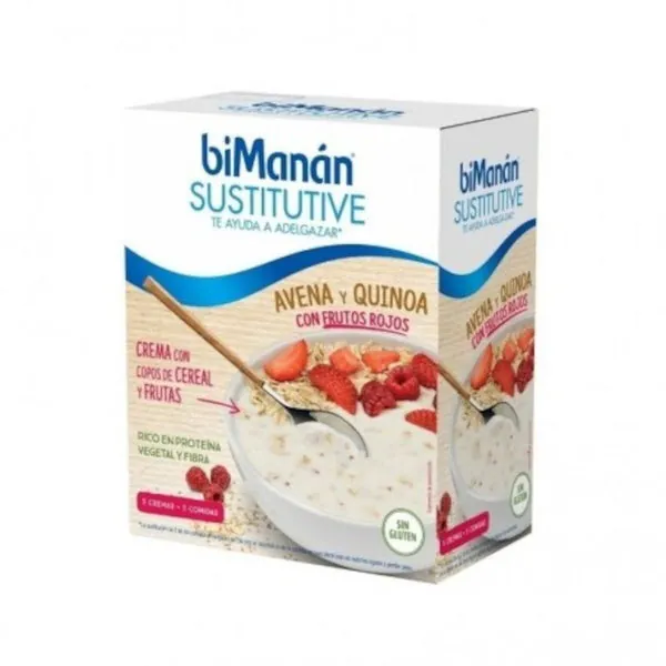 Bimanan Sustitutive Crema Avena y Quinoa con Frutos Rojos 5 Sobres