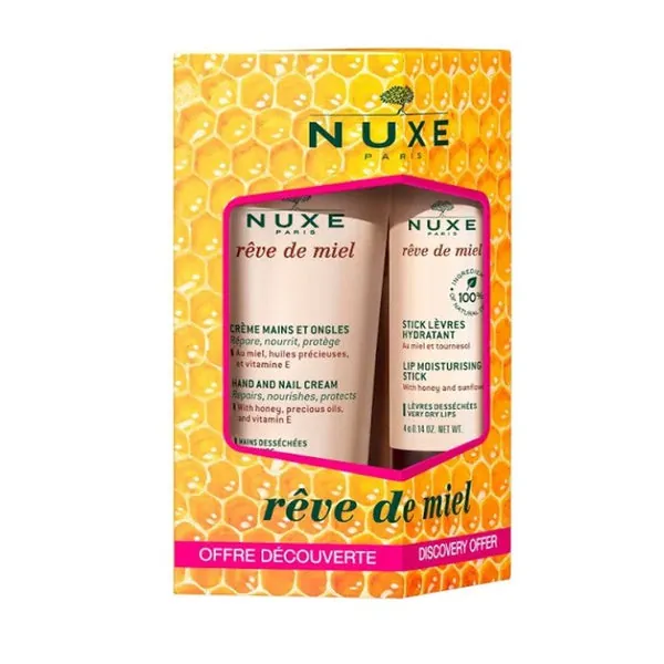 Nuxe Crema de Manos y Uñas Reparadora 30ml + Stick de labios Hidratante Rêve de Miel