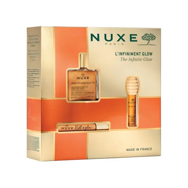 Nuxe Coffret Glow Infinito Huile Prodigieuse OR 50ml + Roll On 8ml + Labial 10ml