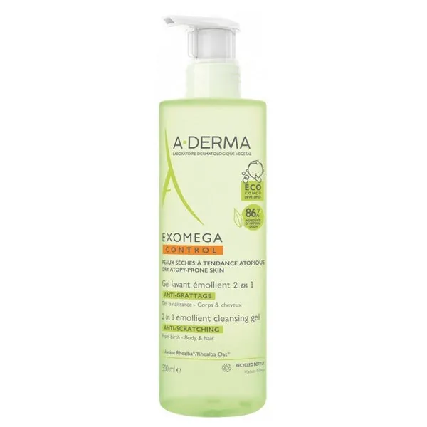 A-DERMA Exomega Gel Limpiador 2 en 1 (500ml)