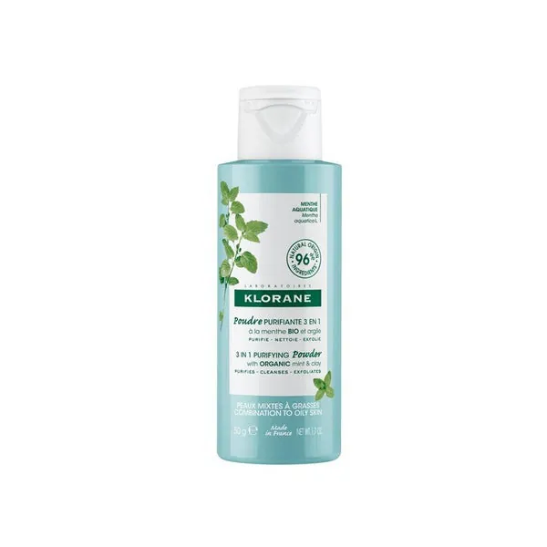 KLORANE polvo Purificante 3 en 1 Menta acuática Bio 50 gr
