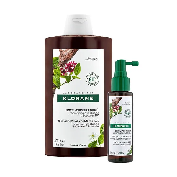 KLORANE Pack Anticaída Cabello a la Quinina Champú 400ml + Sérum 100ml