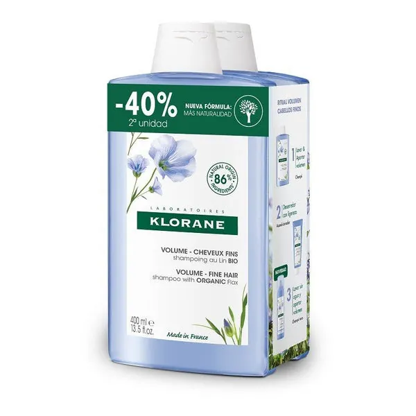 KLORANE Champú al Lino BIO DUPLO 2x400ml