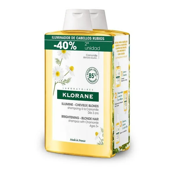 KLORANE Champú Camomila Reflejos Rubios DUPLO 2x400ml