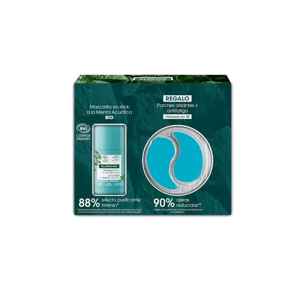 Klorane Mascarilla en Stick Purificante a la Menta Acuática BIO 50 ml + Klorane Parches Alisantes y Antifatiga de REGALO
