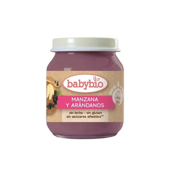BABYBIO Tarrito de Fruta BIO Manzana y Arándanos +4m 130g