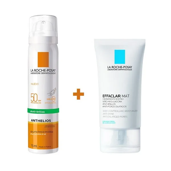 ANTHELIOS Bruma Facial Anti-Brillos (SPF50+) 75ml + Effaclar Mat Crema Matificante 40ml