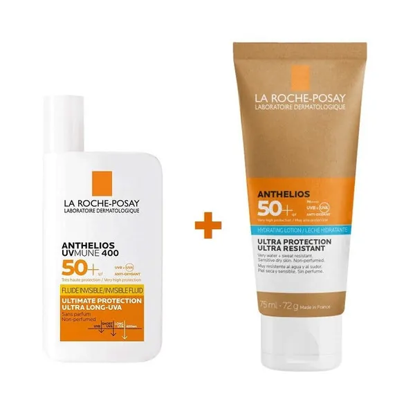 ANTHELIOS UV-MUNE 400 Fluido Invisible (SPF50+) 50ml + Leche Solar Sin Perfume SPF50+ 75ml