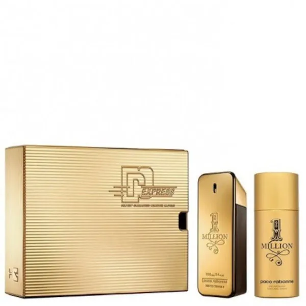 Paco Rabanne Set 1 Million Eau De Toilette Para Hombre Vaporizador 50 ml + Gel de Baño 100 ml + Travel Spray 10 ml