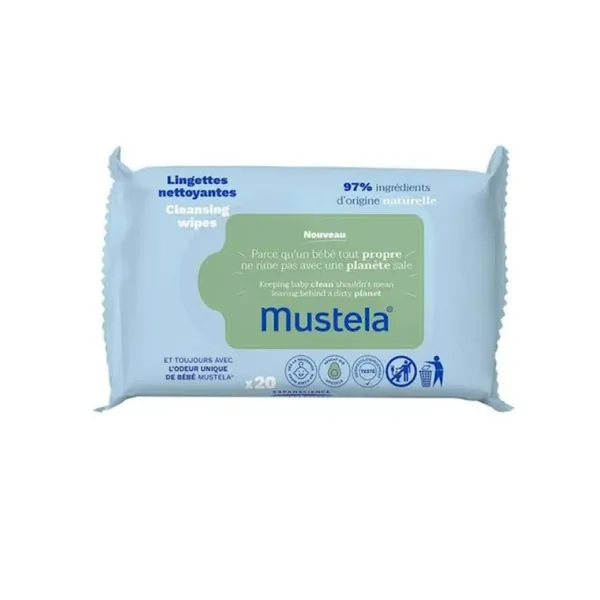 MUSTELA Toallitas Limpiadoras Aguacate BIO 20 uds
