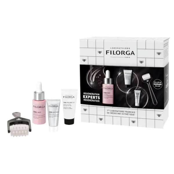 FILORGA Cofre NCEF-Shot Serum 15ml + Time filler 5XP Crema 15ml + NCEF-Night Mascarilla 7ml + Regalo Roller de masaje