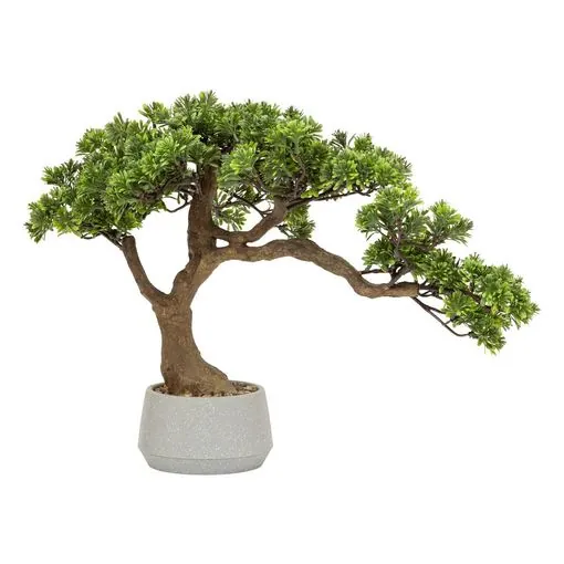 bonsai artificial polin en maceta de ceramica verde h45cm