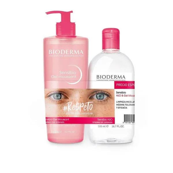 BIODERMA Pack Sensibio Gel Moussant Piel Sensible 500ml + Sensibio H2o Agua Micelar 500ml