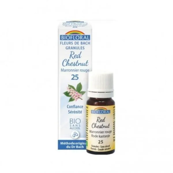Biofloral Red Chestnut - Castaño Rojo 25 (Confianza y Seguridad) Flores de Bach Bio Gránulos Sin Alcohol 9 g