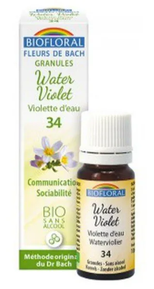 Biofloral Water Violet - Violeta de Agua 34 (Comunicación y Sociabilidad) Flores de Bach Bio Gránulos Sin Alcohol 9 g