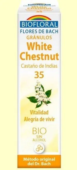 Biofloral White Chestnut - Castaño de Indias 35 (Vitalidad y Alegría de Vivir) Flores de Bach Bio Gránulos Sin Alcohol 9 g
