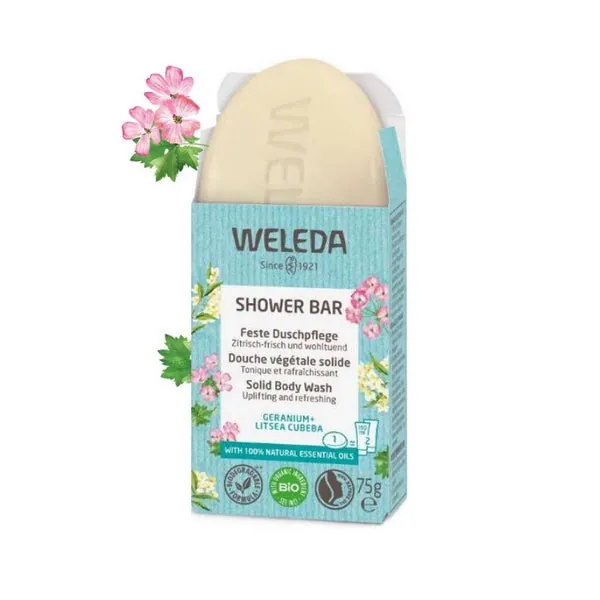 WELEDA Jabón de Ducha Sólido Refrescante Geranio y Litsea Cubeba 75g