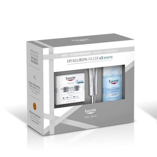 EUCERIN Hyaluron-Filler Crema de Día Piel Seca 50ml + Contorno de Ojos 15ml +Agua Micelar 100ml