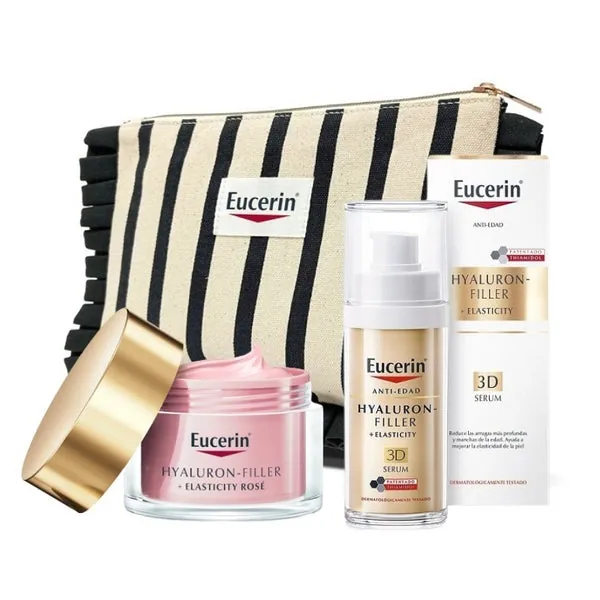 EUCERIN Hyaluron Filler +Elasticity Crema de Día Rosé FPS30 (50ml) + 3D Sérum 30ml + NECESER DE REGALO