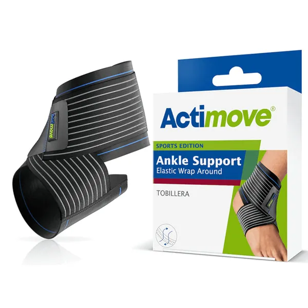 Actimove Tobillera Elástica con Cincha Estabilizadora Ajustable Color Negro Talla S 1 unidad