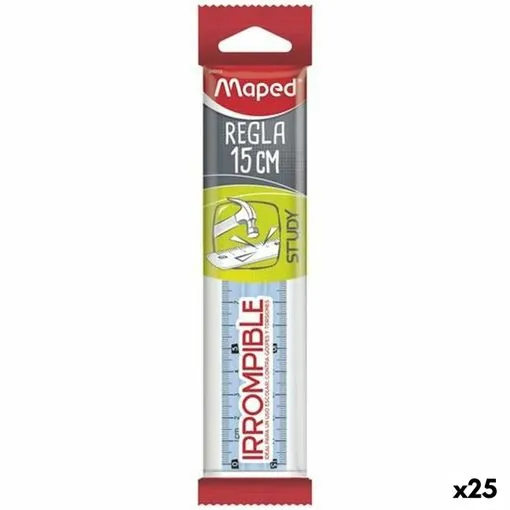 regla maped study transparente 15 cm 25 unidades