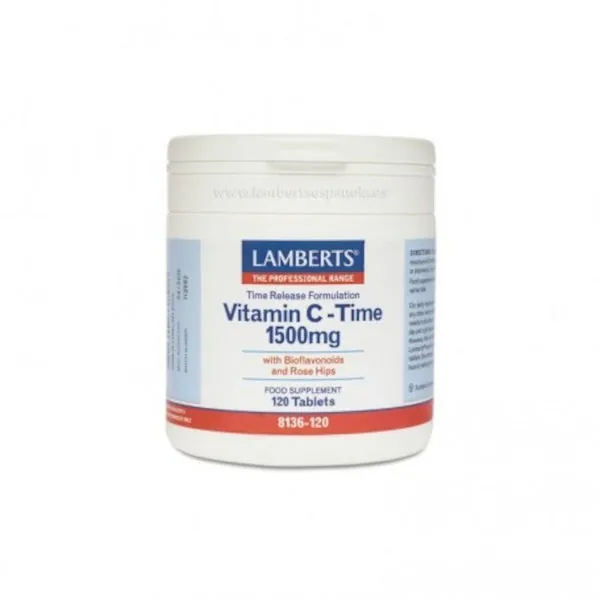 Lamberts Vitamina C Time 1500 mg con Bioflavonoides (Liberación Sostenida) 120 Comprimidos
