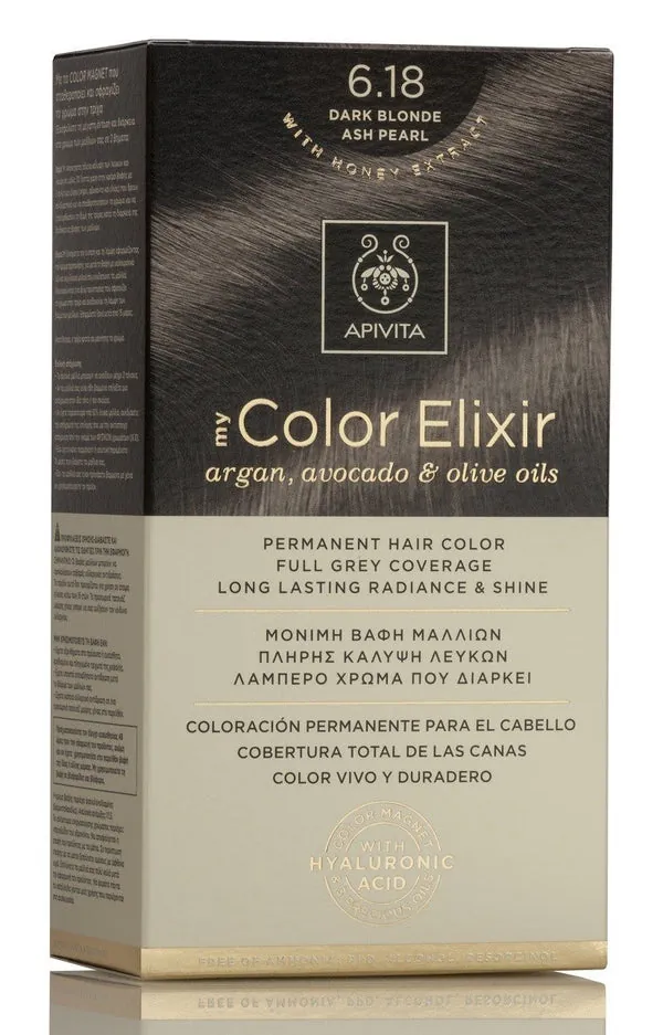 APIVITA Tinte 6.18 Rubio Oscuro Ceniza Perlado My Color Elixir