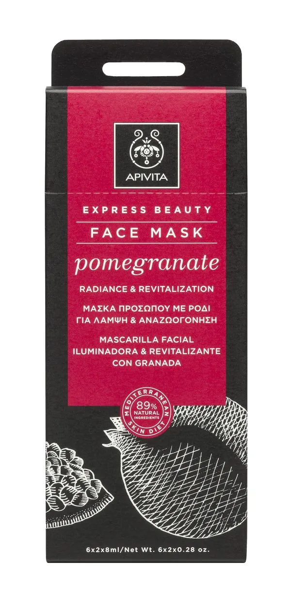 Apivita Mascarilla Facial Iluminadora & Revitalizante Pomegranate 2x8ML