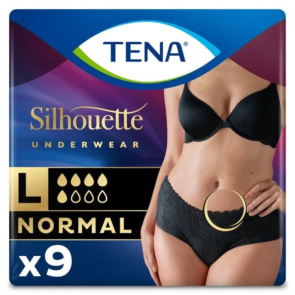 TENA Silhouette Negro Cintura Baja Grande 9uds