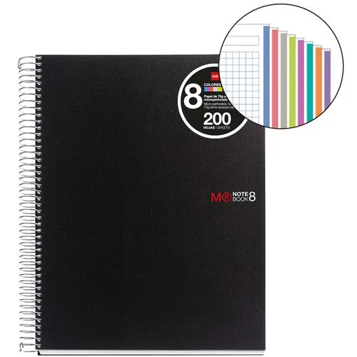 cuaderno a4 notebook 8 pp negro 200 hojas