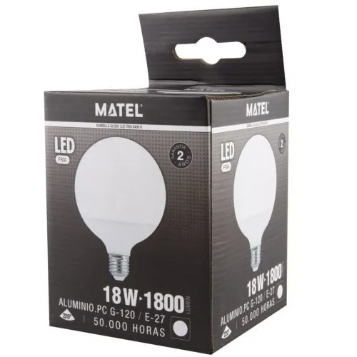 bombilla led globo g120 e27 18 watios fria 21945