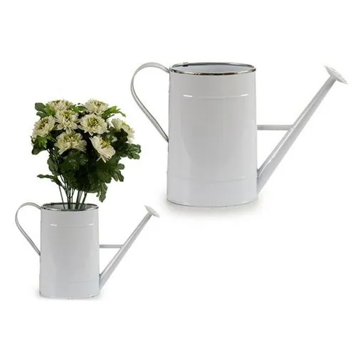 regadera ovalada blanco metal plata blanca 2000 ml